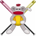 Softball Sock Monkey Wall Sculpture Cut Out