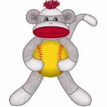 Softball Sock Monkey Wall Sculpture Photo Cutout