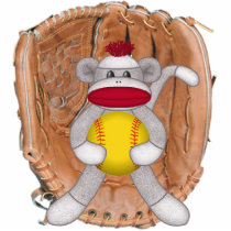 Softball Sock Monkey Wall Sculpture Cut Out