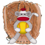 Softball Sock Monkey Wall Sculpture Cut Out