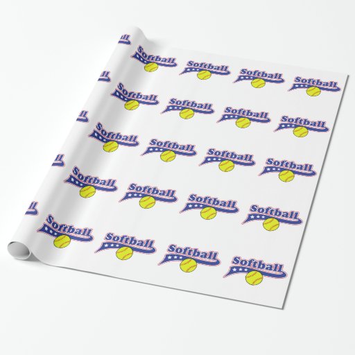 SOFTBALL SWOOSH WRAPPING PAPER Zazzle