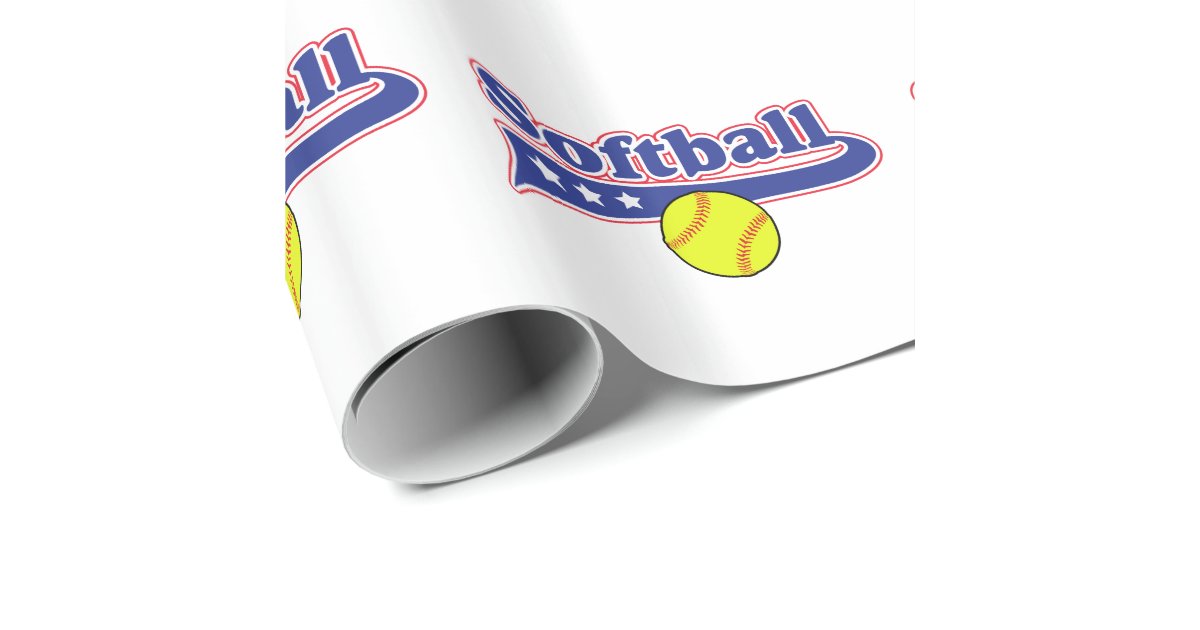 SOFTBALL SWOOSH WRAPPING PAPER Zazzle
