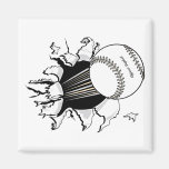 softball tearing through fast ball graphic magnet