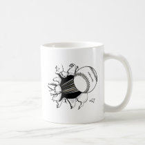 softball tearing through fast ball graphic mugs