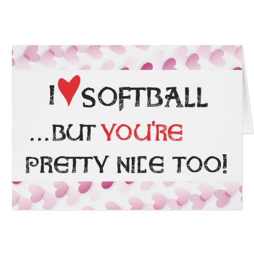 Softball Valentine Card I Heart love Softball Zazzle