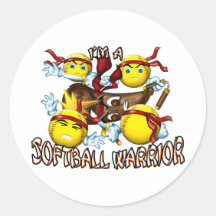 Softball Warrior Round Stickers