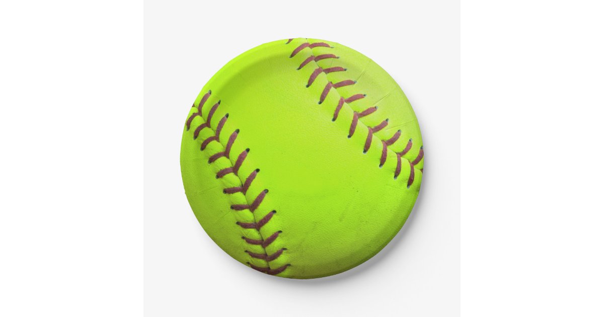 Softball Yellow Fast Pitch 8U 10U Paper Plates 7" Zazzle