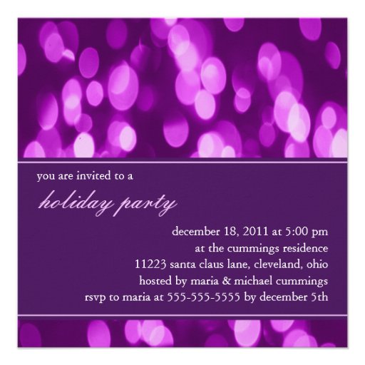 Softly Focused Holiday Party Invitation (Purple 2)