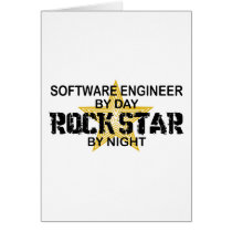 Software Engineer Rock Star by Night Greeting Card