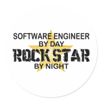 Software Engineer Rock Star by Night Round Sticker