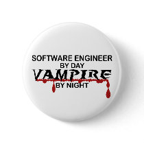 Software Engineer Vampire by Night Button