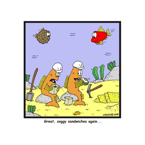 Soggy sandwiches: Fish Cartoon postcard