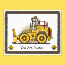 Soil Compactor Kids Party Invitation invitations