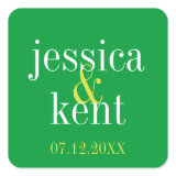 Soild green clean typography modern wedding favor sticker