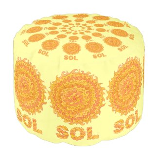 Sol The Sun Space Geek Yellow And Orange Star Round Pouf