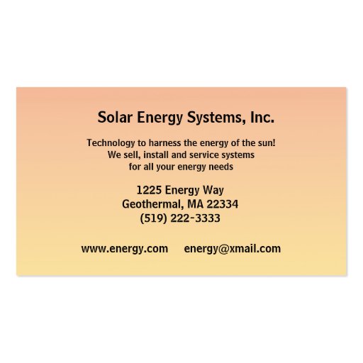 Solar Energy Business Card Template (back side)