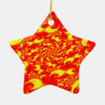 Solar Flares: Red Yellow Spiral Fractal Ornament