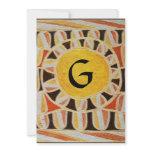 SOLAR MONOGRAM,bright yellow orange black white Personalized Announcements