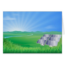 Solar panel landscape illustration greeting cards