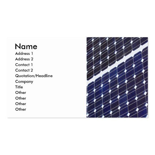 Solar panel, Name, Address 1, Address 2, Contac... Business Card Template (front side)