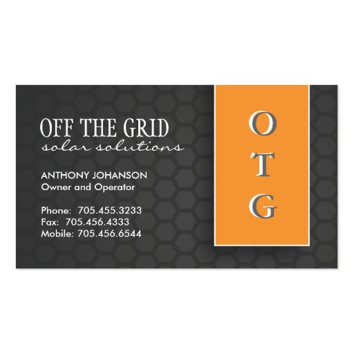 Solar Power Company : Business Cards (front side)