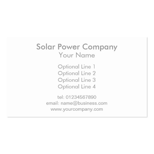 Solar Power Energy Business Cards (back side)