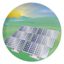 Solar power energy illustration party plates