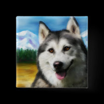 Solar Siberian Husky buttons