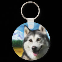 Solar Siberian Husky keychains