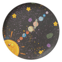 Solar System Funny Planets Kitchen Plate