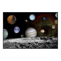 Solar System Montage of Voyager Images 54x36 posters
