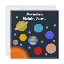 Solar System Outer Space Birthday Party Custom Invites