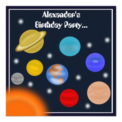 Solar System Outer Space Birthday Party Custom Invites