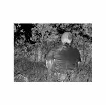 Solarized negative photograph of solo figure photo cut out