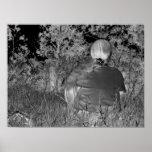 Solarized negative photograph of solo figure posters