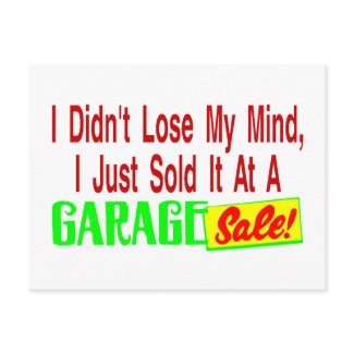Sold Mind At Garage Sale postcard