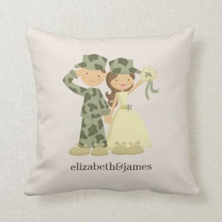 Soldier and Bride Wedding Custom Pillow