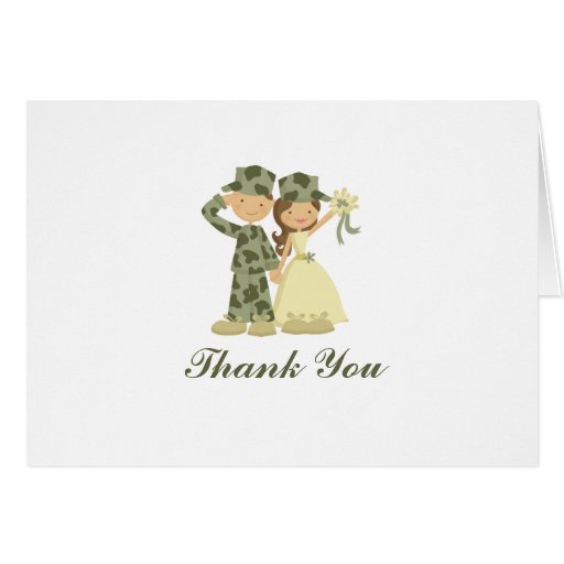 Soldier and Bride Wedding Folded Thank You Notes Cards