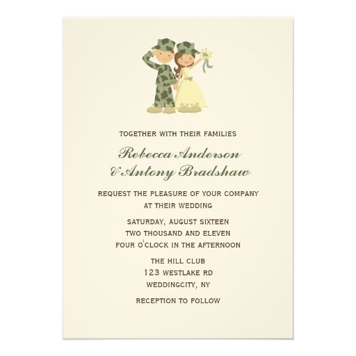 Soldier and Bride Wedding Invitations (front side)