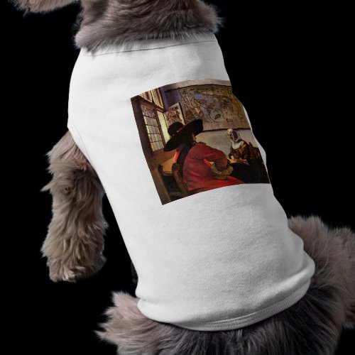 Soldier and girl smiling by Johannes Vermeer Dog Tee Shirt