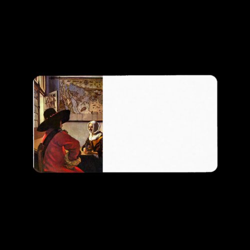 Soldier and girl smiling by Johannes Vermeer Address Label