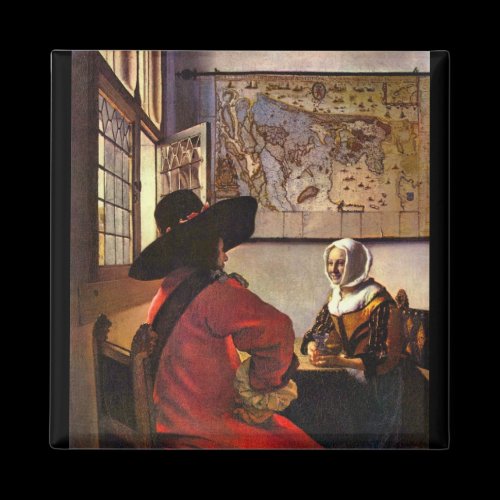 Soldier and girl smiling by Johannes Vermeer Refrigerator Magnet