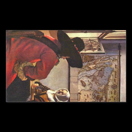 Soldier and girl smiling by Johannes Vermeer Stickers