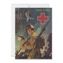 Soldier on Battlefield  Holding Cup of Coffee Invites