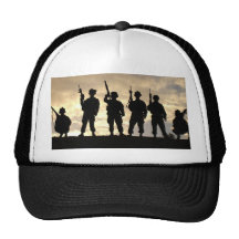 Soldier Silhouettes Mesh Hats