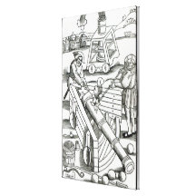Soldiers firing a cannon stretched canvas prints