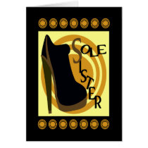 Sole Sister With Funky Ankle Boot In Frame, Borde Cards