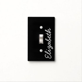 Solid Background Color with Script Custom Name Light Switch Plates