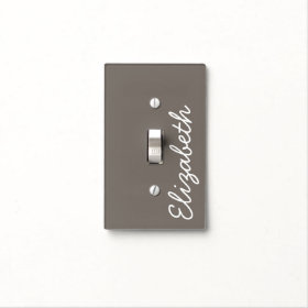 Solid Background Color with Script Custom Name Light Switch Plate