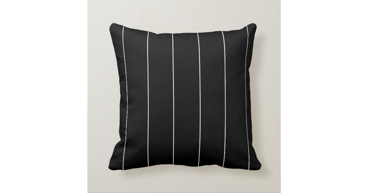 Solid Black and White Pinstripes Throw Pillow Zazzle